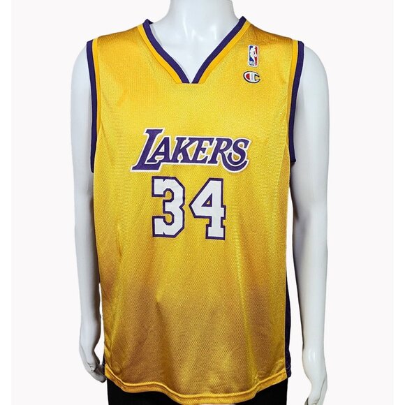 Champion LA Lakers Mens Size XL 18/20 Shaquille ONeal 34 Authentic Jersey - Picture 1 of 11